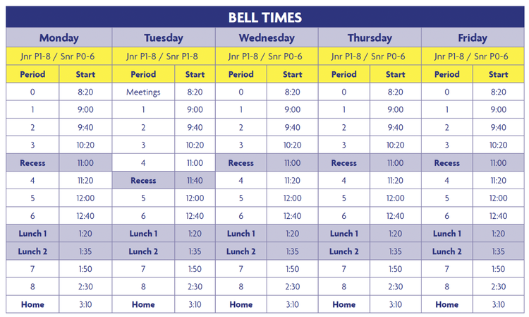 Bell times